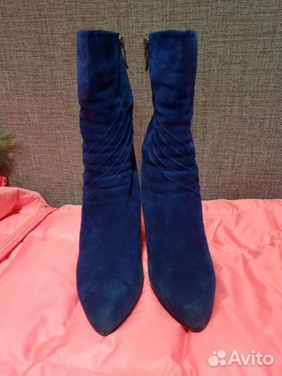 Полусапожки замшевые зимние 38