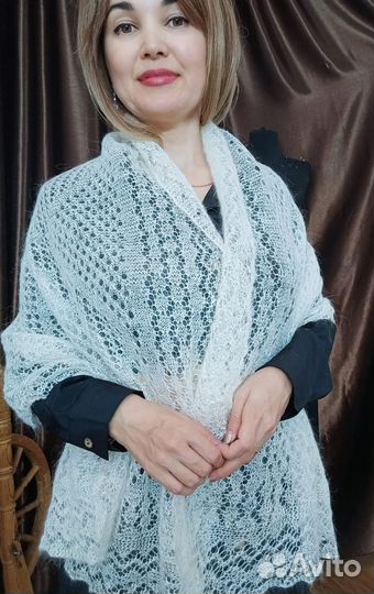 Палантин пуховый ручной работы