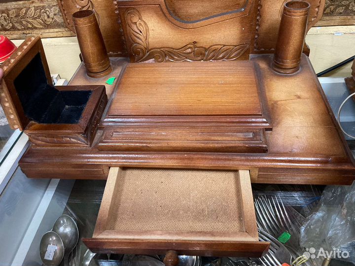 Письменный деревянный набор, резной, ручная работа