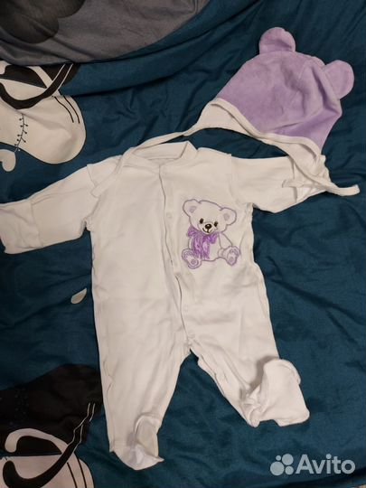 Слипы 2 шт и шапочки 2 шт на девочку 50-53