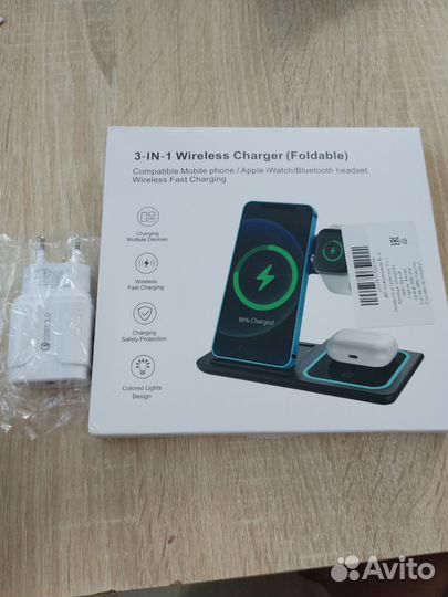 Беспроводная зарядка 3в1для iPhone новая