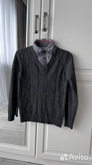 Джемпер кофта-рубашка школьная рубашка