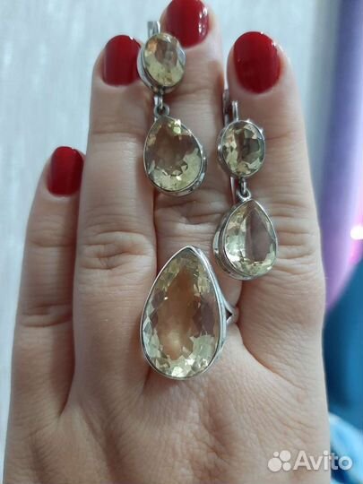 Серьги 925 пробы с цитринами