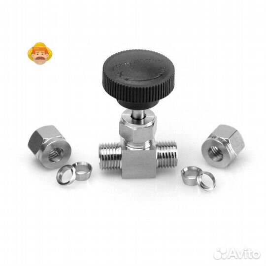 Кран игольчатый 10 мм (нержавейка) черный вентиль