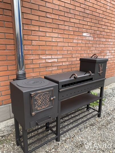 Мангал с коптильней печь под казан