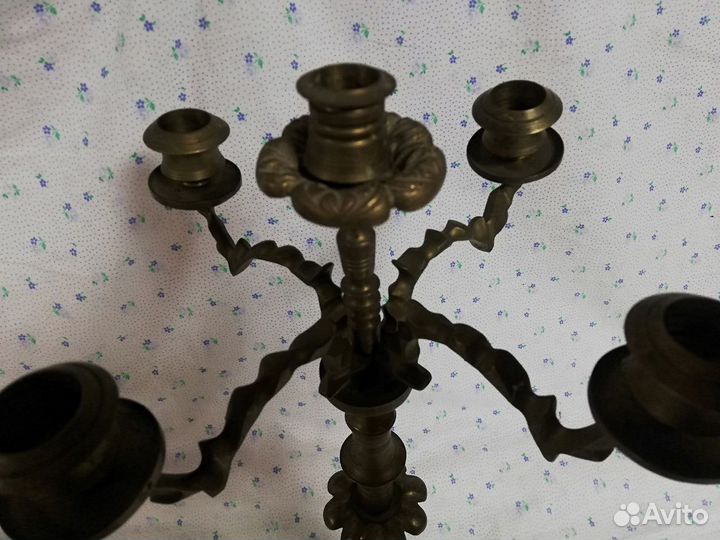 Большой подсвечник канделябр из бронзы