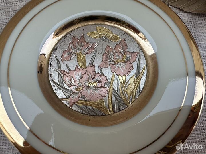 2 тарелки фарфор the Art of Chokin 24Kt Japan винт