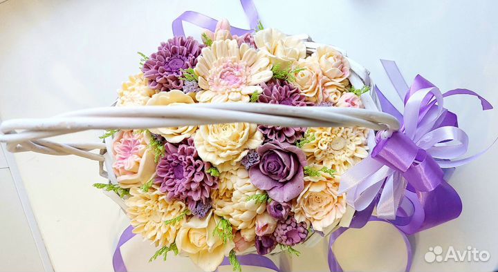 Корзина с зефиром ручной работы