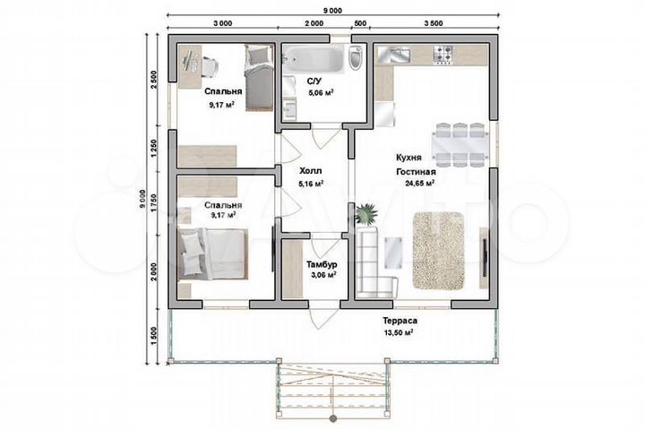 Дом 69 м² на участке 6 сот.