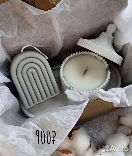 Гипс и свечи в подарочной упаковке