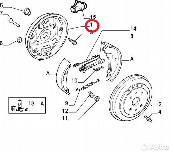 Щит тормозной задний правый 60810026 Alfa Romeo 14