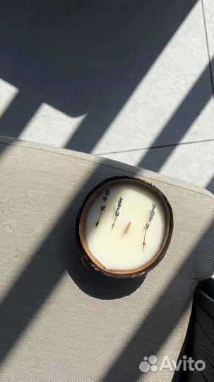 Массажные свечи в кокосе, кокосовое масло, арома