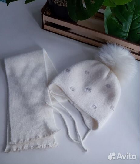 Комплект шапка и шарф детский, размер 38-44