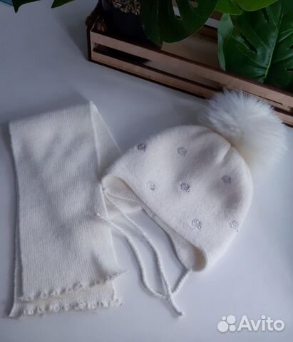 Комплект шапка и шарф детский, размер 38-44