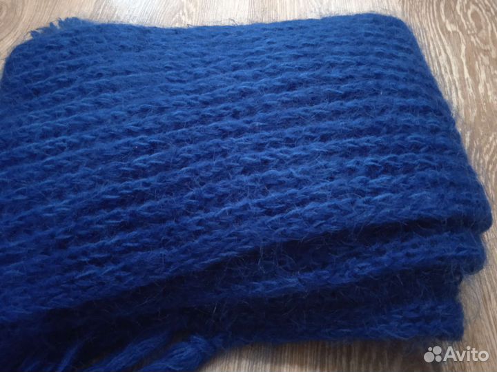 Длинный вязаный шарф из мохера ручной работы, зима