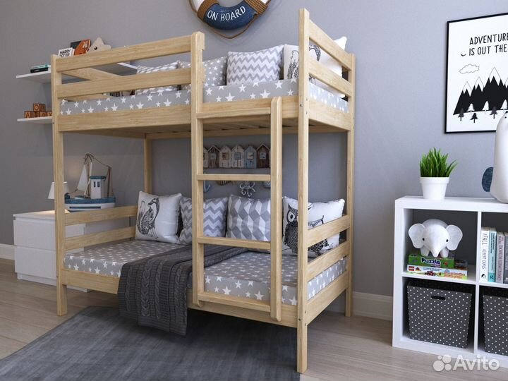 Детская кровать 2-х ярусная из массива березы