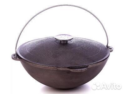 Казан 8л татарский чугунный с крышкой биол 0908