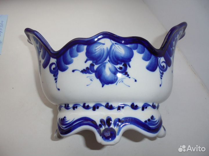 Гжель сухарница ручная роспись размер 22х15 см