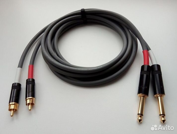 Кабель 2х RCA (тюльпан) 2x 1/4 Jack (джек)