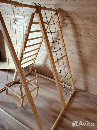 Детский деревянный спортивный комплекс с качелями