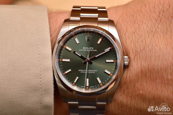 Часы Rolex Oyster Perpetual Olive Green Dial 34