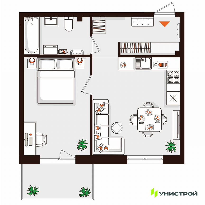 1-к. квартира, 45,6 м², 2/5 эт.