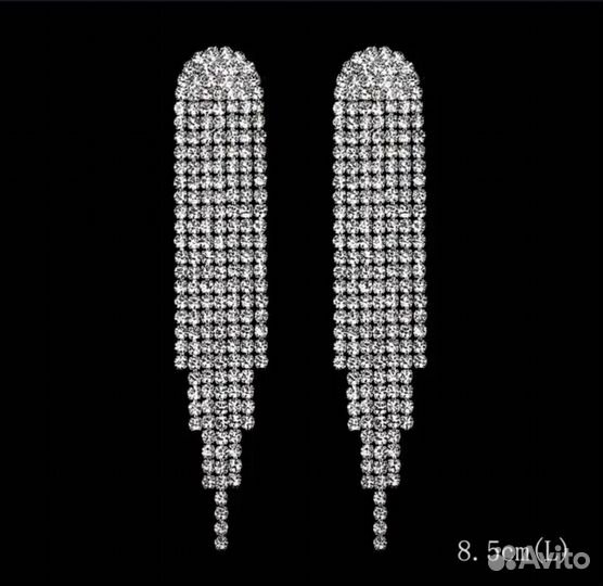 Серьги женские висячие со стразами