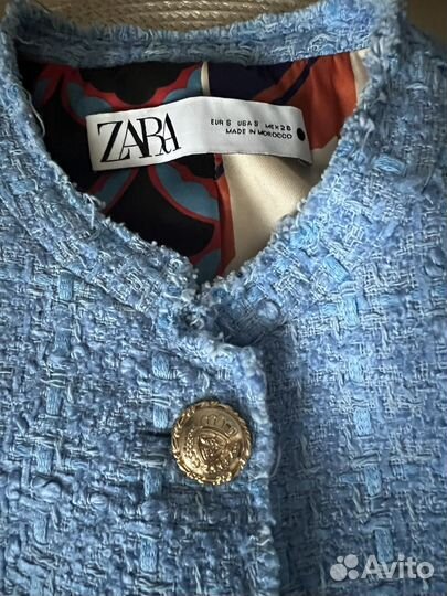 Жакет пиджак блейзер Zara твидовый S