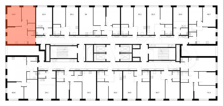 2-к. квартира, 50,9 м², 21/32 эт.