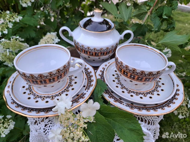 Рижские кофейные трио/сливочник/сахарница