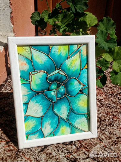 Витражная картина 2 шт Цветы