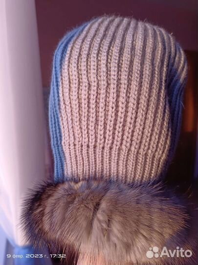 Шапка норковая вязаная женская