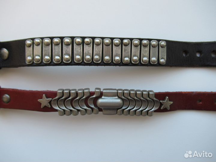 Браслеты мужские кожаные с метал. вставками