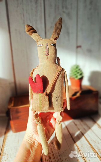 Заяц сердце текстильная кукла