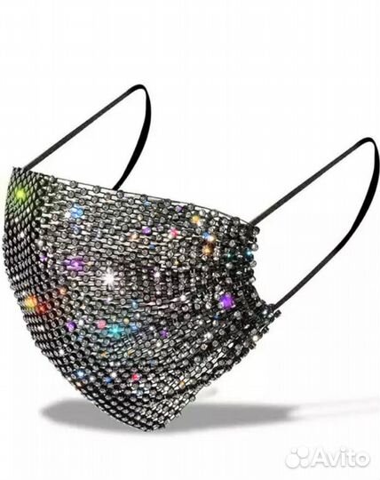 Маска из страз многоразовая для лица дышащая