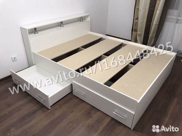 Кровать Саломея 1,6 с ящиками белая