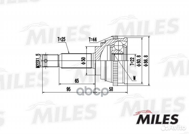 Шрус hyundai accent 1.5 99- нар.(ABS) GA20175