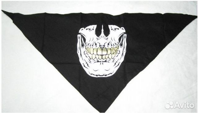 Хлопковый шарф-косынка с черепом