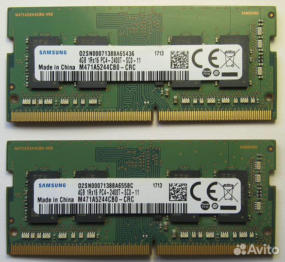 Оперативная память ddr4 2x4 8 gb 2400Мгц sodimm