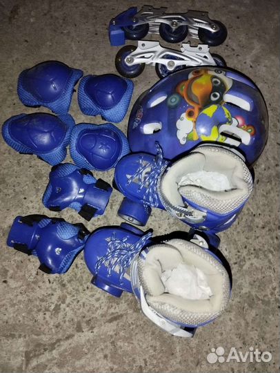 Ролики р. 25-29, 2 пары колёс+защита+шлем