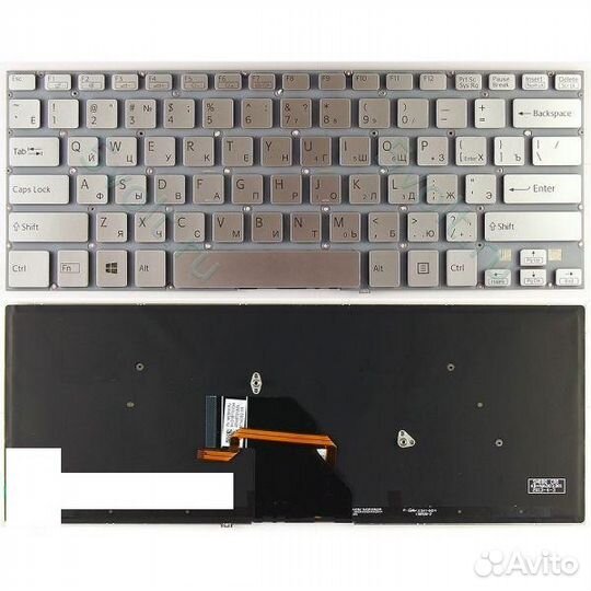 Клавиатура Sony SVF14 с подсветкой серебренная