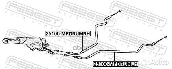 Трос ручного тормоза левый 25100mfdrumlh Febest