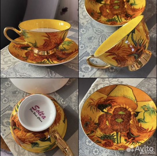 Чайная пара фарфор СССР Лфз Дулево Полонне