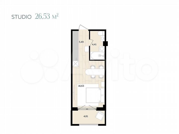 1-к. апартаменты, 31,7 м², 3/9 эт.