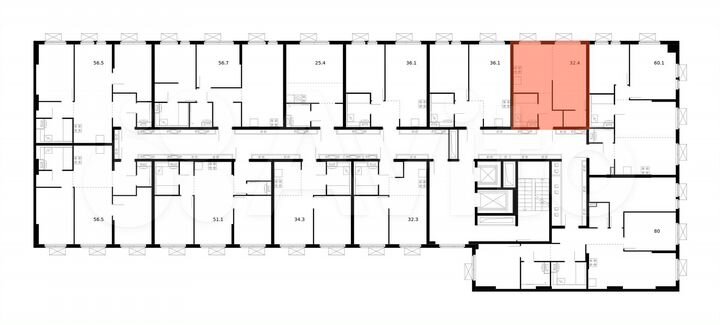 1-к. квартира, 32,4 м², 7/15 эт.
