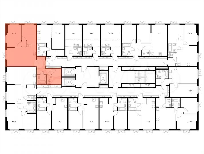 2-к. квартира, 63,5 м², 23/25 эт.
