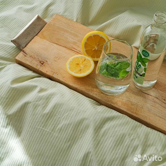 Постельное белье. Страйп сатин Green (зелёный)