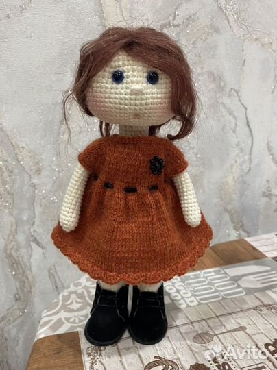 Вязаные игрушки куклы.Кукла интерьерная
