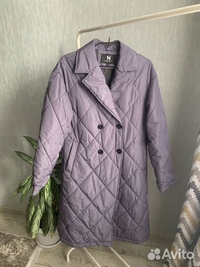 Плащ новый демисезонный стеганый миди 44-46 р
