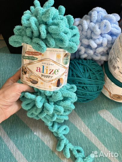 Пряжа для вязания хлопковая и плюшевая